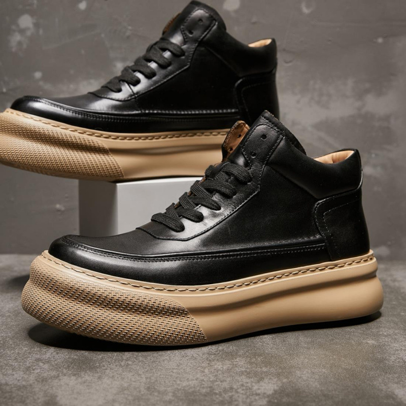 男鞋秋冬季马皮鞋马丁靴男真皮美式工装靴男皮靴休闲中帮皮鞋短靴